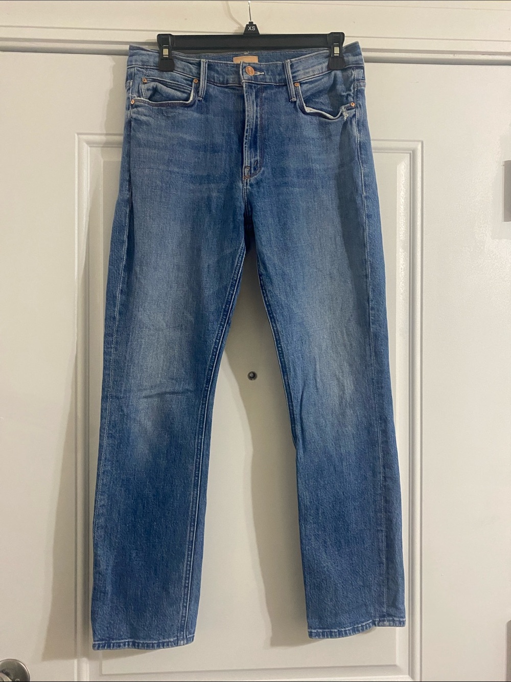 MOTHER Light-Mid Blue Straight Jeans